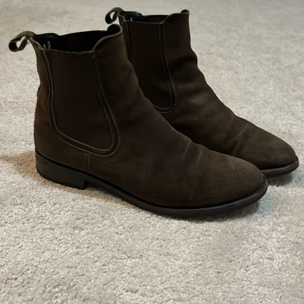 Thursday Boot Company “Duchess” Chelsea boot in dark olive suede, size 8.5